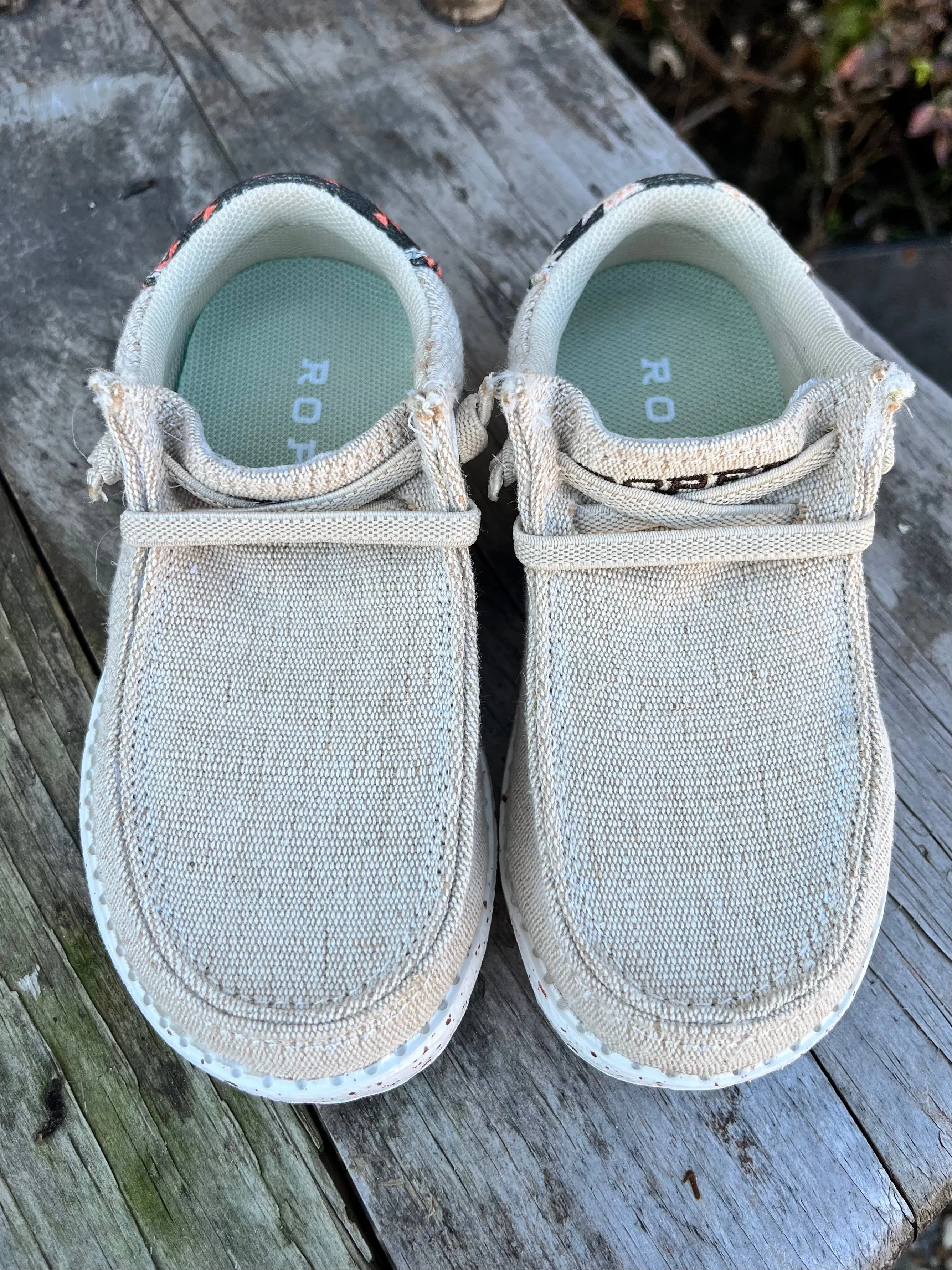 Roper Children/Youth Hang Loose Tan Canvas Slip On Laced Shoe 1793-3012