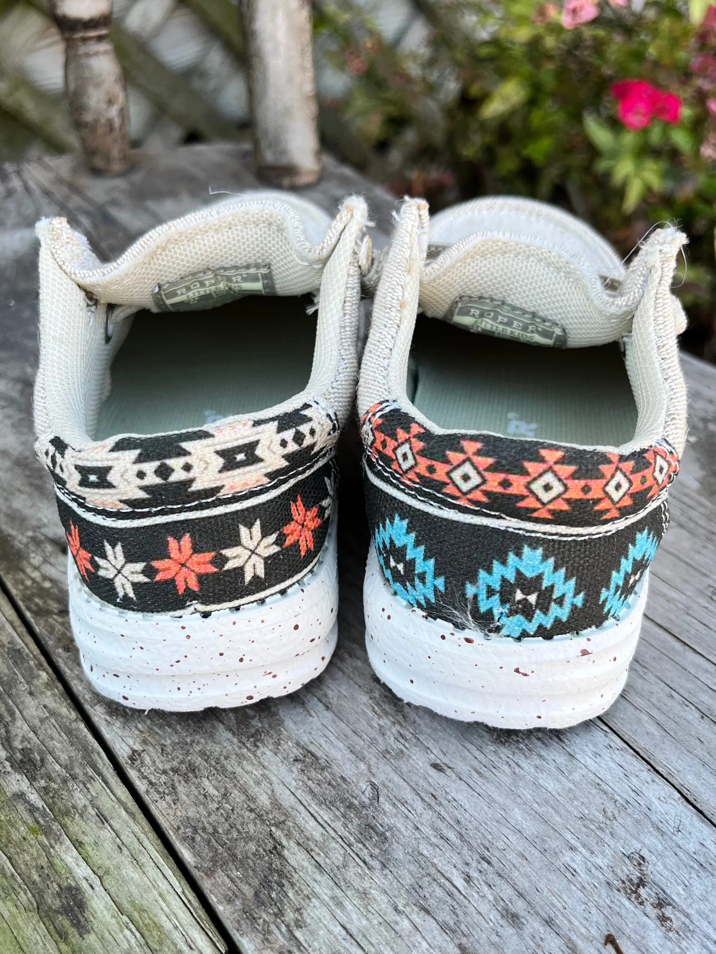 Roper Children/Youth Hang Loose Tan Canvas Slip On Laced Shoe 1793-3012