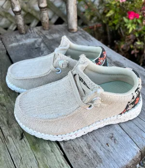 Roper Children/Youth Hang Loose Tan Canvas Slip On Laced Shoe 1793-3012
