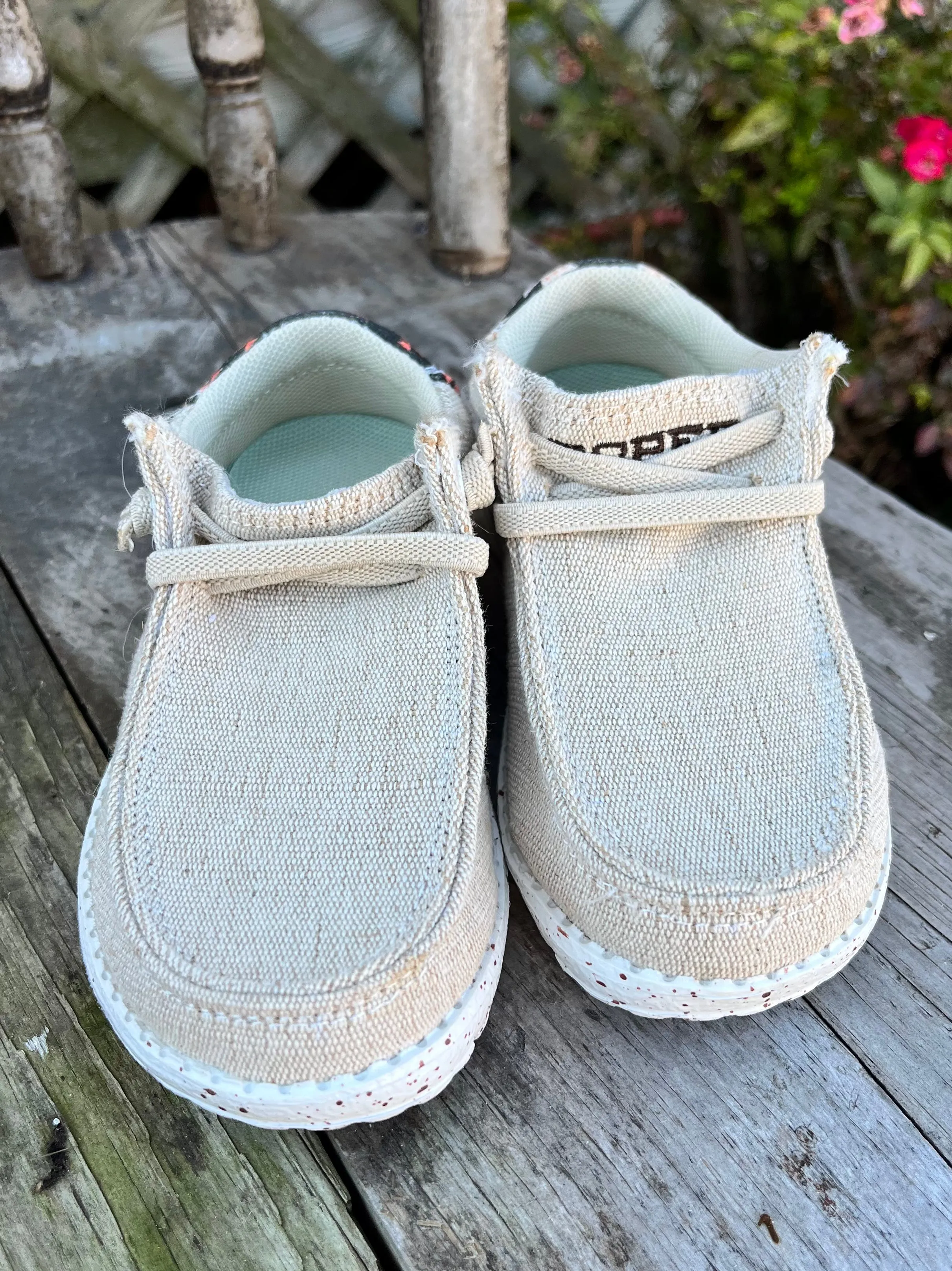Roper Children/Youth Hang Loose Tan Canvas Slip On Laced Shoe 1793-3012