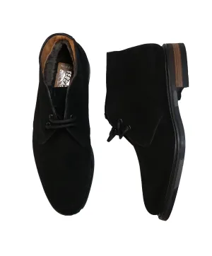 SALVATORE FERRAGAMO - "Tramezza" Black Suede Fur Lined Ankle Boot - 9