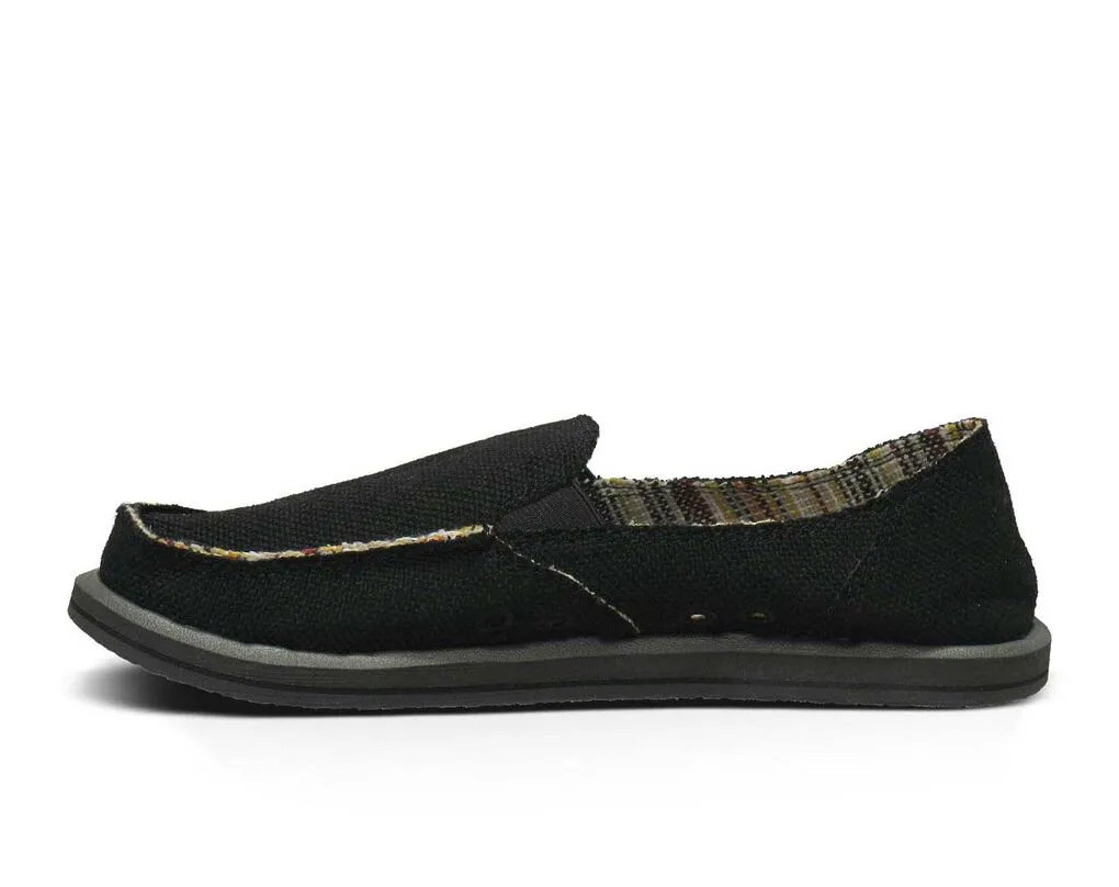 Sanuk Donna Hemp Black Slip On Rounded Closed Toe Canvas Casual Loafers Shoes