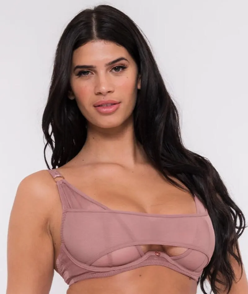 Scantilly Peep Show Deep Plunge Bra - Dusty Rose