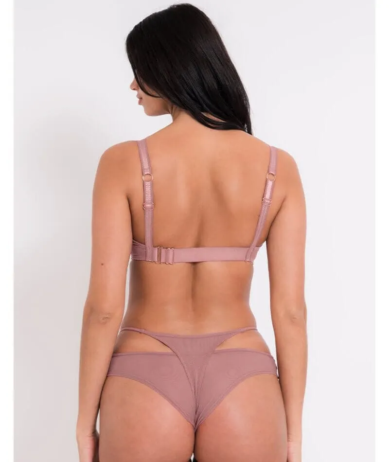 Scantilly Peep Show Deep Plunge Bra - Dusty Rose