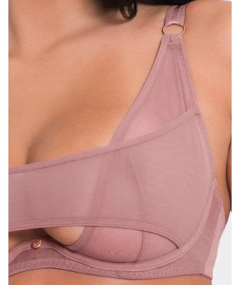 Scantilly Peep Show Deep Plunge Bra - Dusty Rose