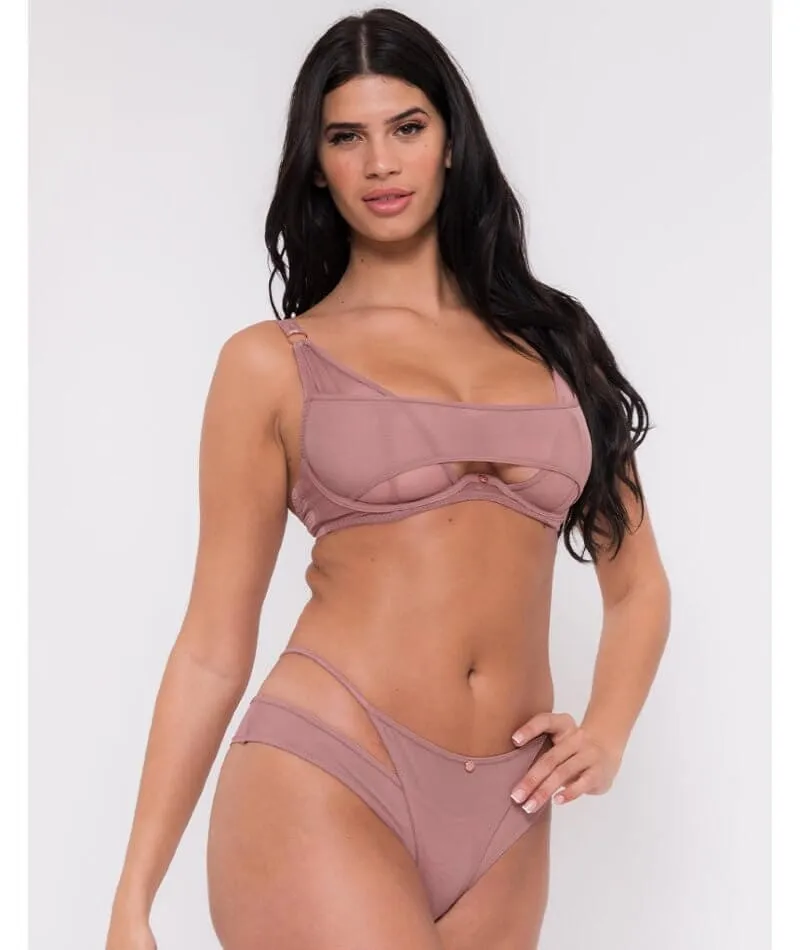 Scantilly Peep Show Deep Plunge Bra - Dusty Rose