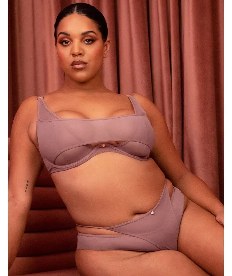 Scantilly Peep Show Deep Plunge Bra - Dusty Rose