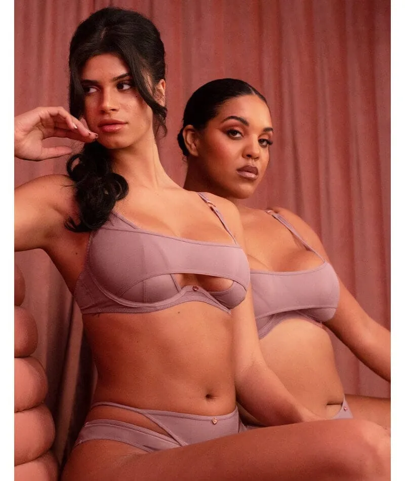 Scantilly Peep Show Deep Plunge Bra - Dusty Rose