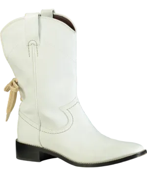 See by Chloé White Leather Western Style Boots Mid Calf UK 8 EU 41 👠