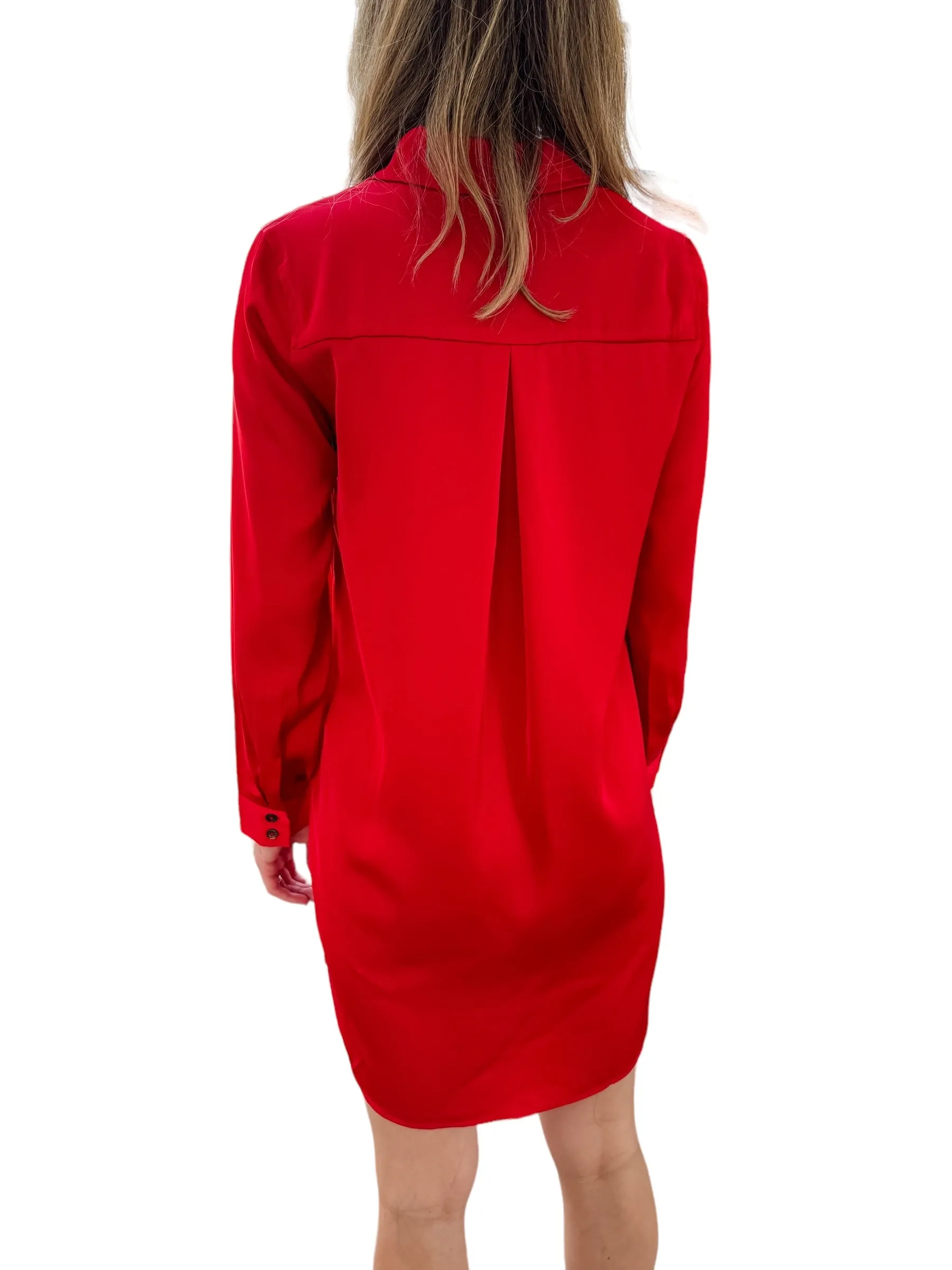 Shiney Nights Red Button Up Shirt Dress by Current Air