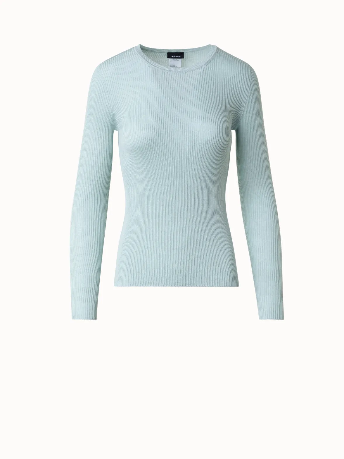 Silk Cotton Rib Knit Pullover