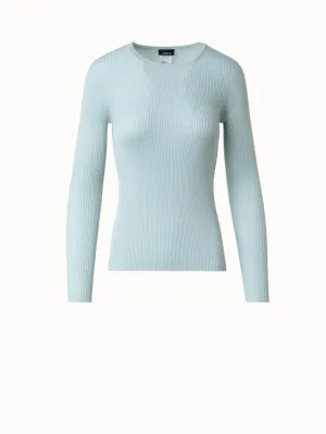 Silk Cotton Rib Knit Pullover