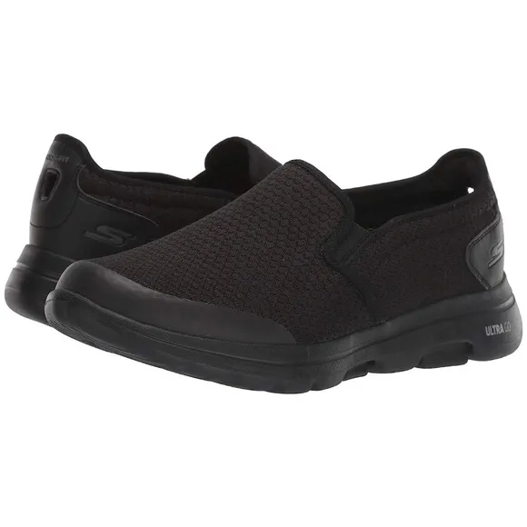 SKECHERS MENS GOWALK 5 APPRIZE SLIP-ON BLACK WALKING ATHLETIC SHOE. Sz12