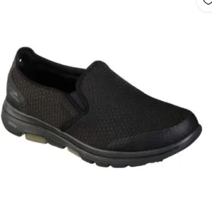 SKECHERS MENS GOWALK 5 APPRIZE SLIP-ON BLACK WALKING ATHLETIC SHOE. Sz12