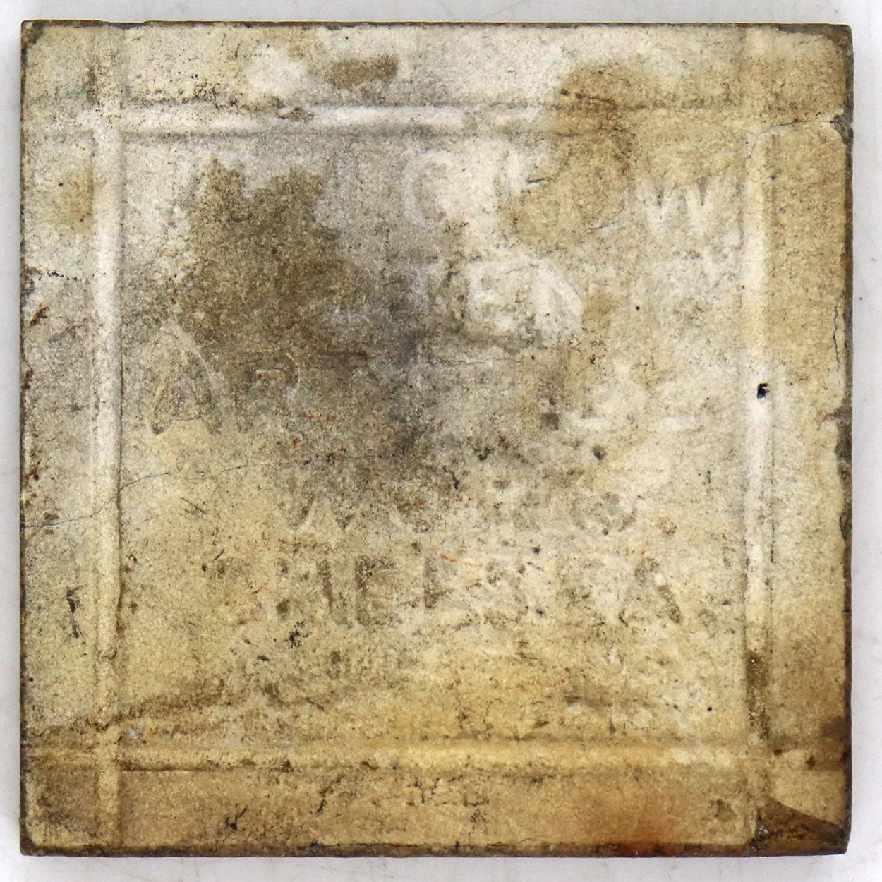 Small American J. & J. G. Low Earthenware Pottery Brown Glaze Sunflower Tile