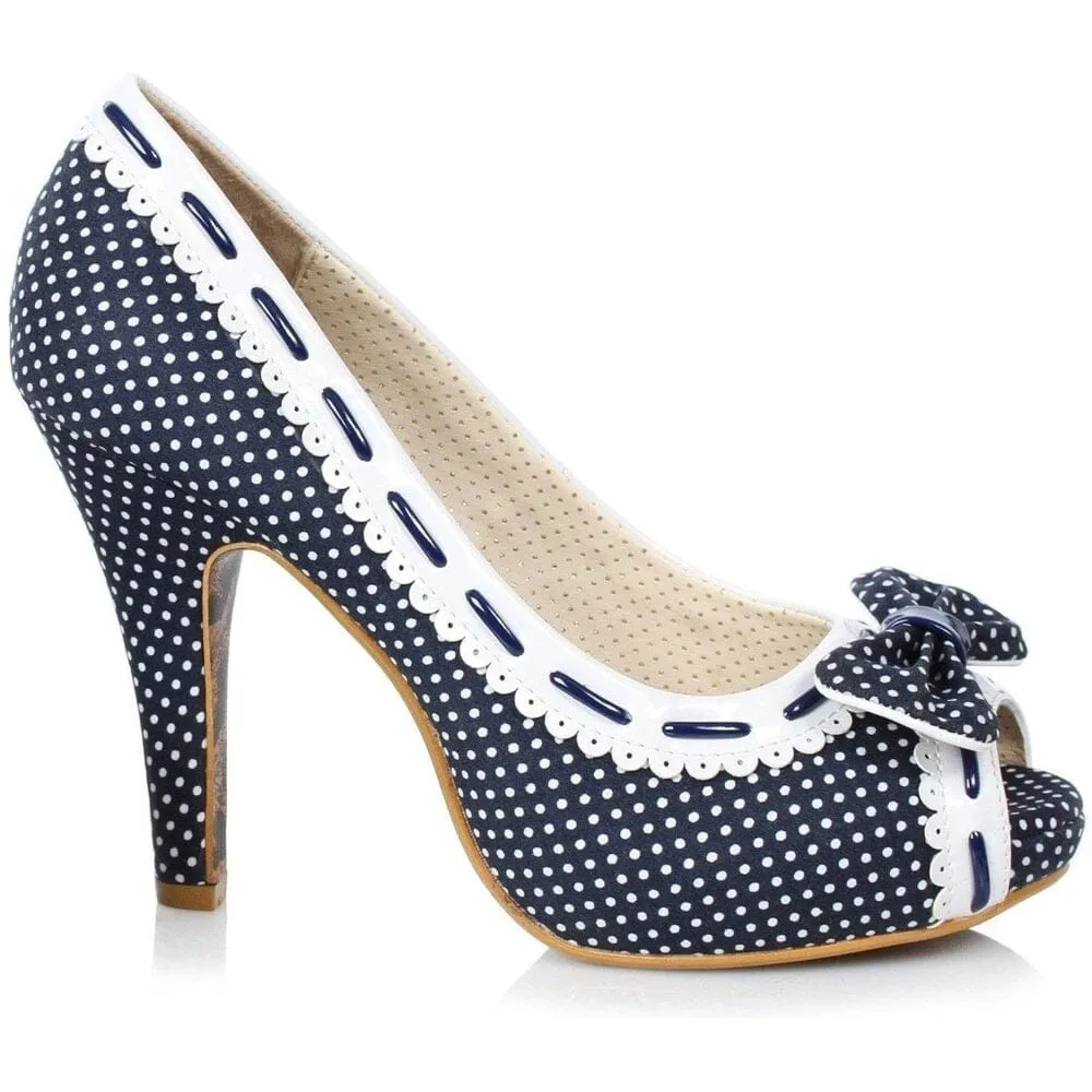 SS-Bettie Page Amelie Vintage Pump  | Blue Faux Leather