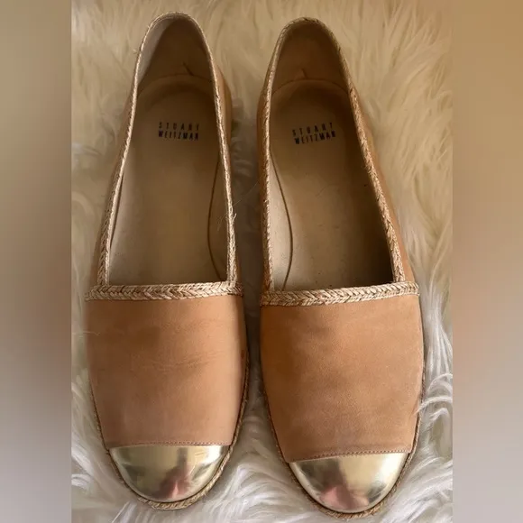 STUART WEITZMAN - Pre Owned Tan and Gold Tipadrille Nubuc Sz
