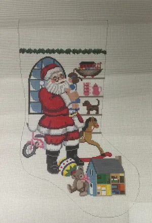 Susan Roberts 0129 Standing Santa in front of Window, girl- 13m