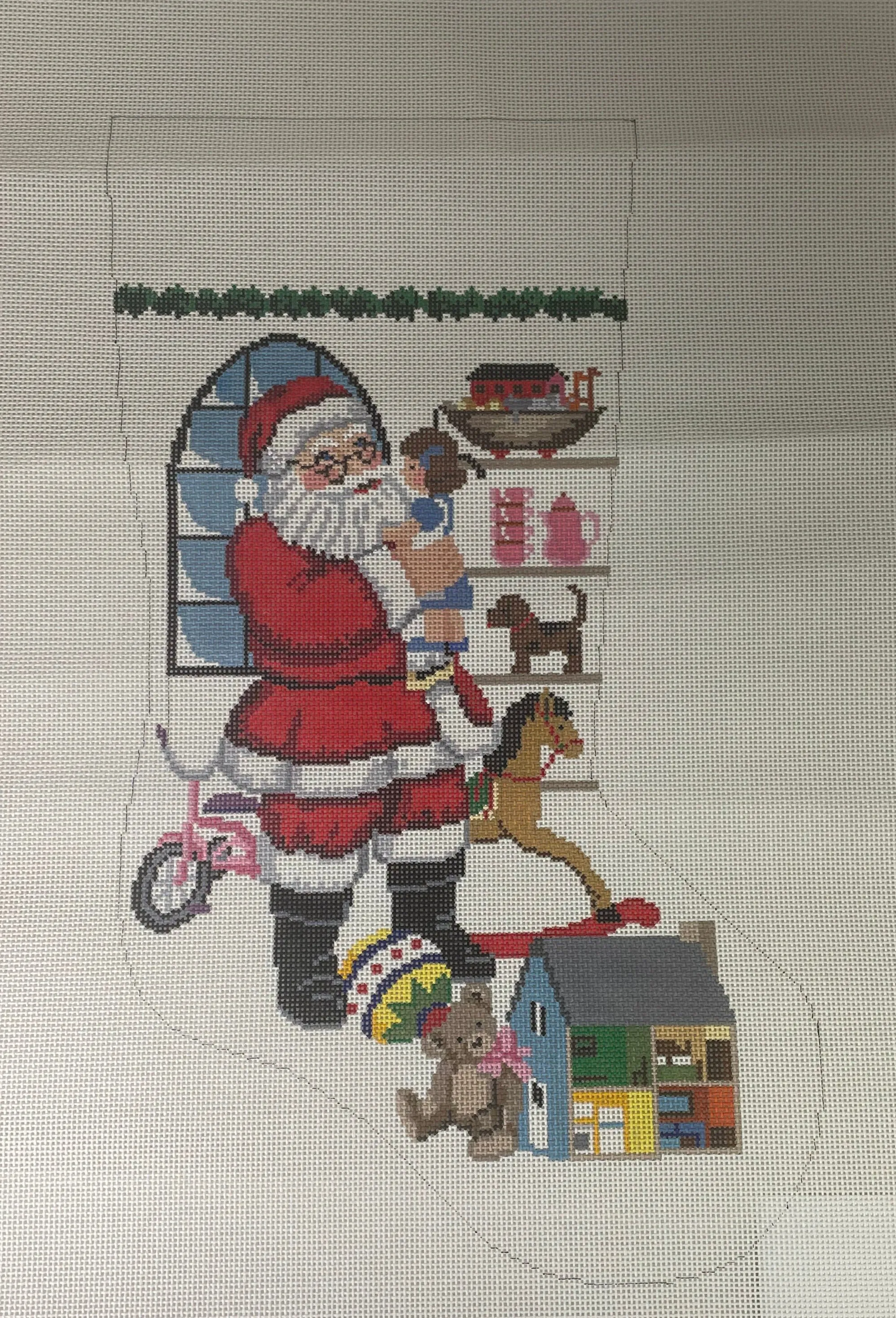 Susan Roberts 0129 Standing Santa in front of Window, girl- 13m