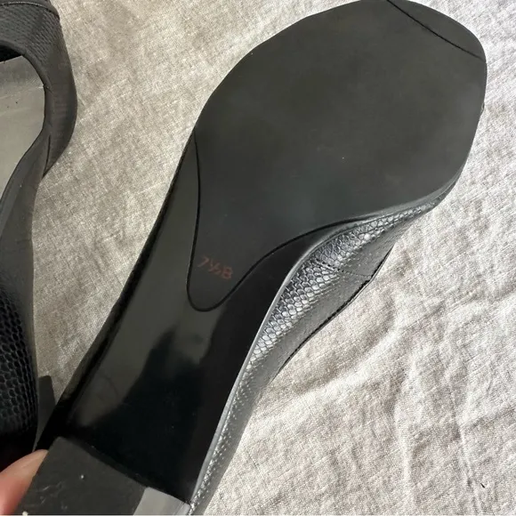 Talbots Black Leather Peep Toe Heels 7.5B