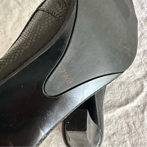 Talbots Black Leather Peep Toe Heels 7.5B