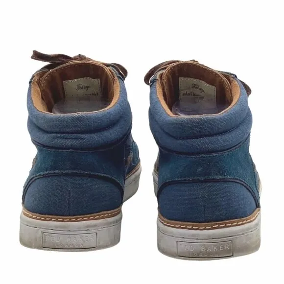 TED BAKER UK 8 EU 42 Sibar Mid Lace Up Chukka Sneaker Boot Suede Blue Suede Shoe