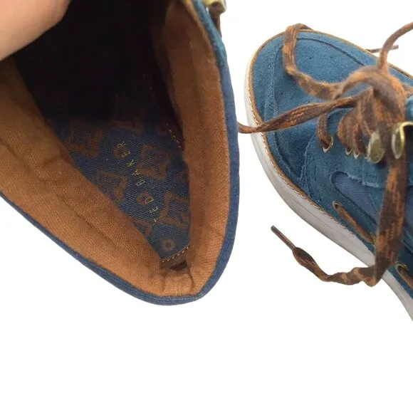 TED BAKER UK 8 EU 42 Sibar Mid Lace Up Chukka Sneaker Boot Suede Blue Suede Shoe