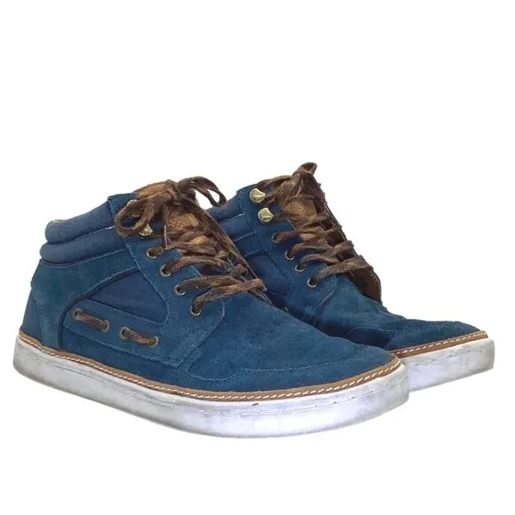 TED BAKER UK 8 EU 42 Sibar Mid Lace Up Chukka Sneaker Boot Suede Blue Suede Shoe