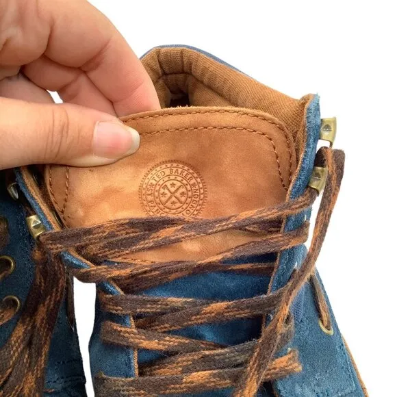 TED BAKER UK 8 EU 42 Sibar Mid Lace Up Chukka Sneaker Boot Suede Blue Suede Shoe