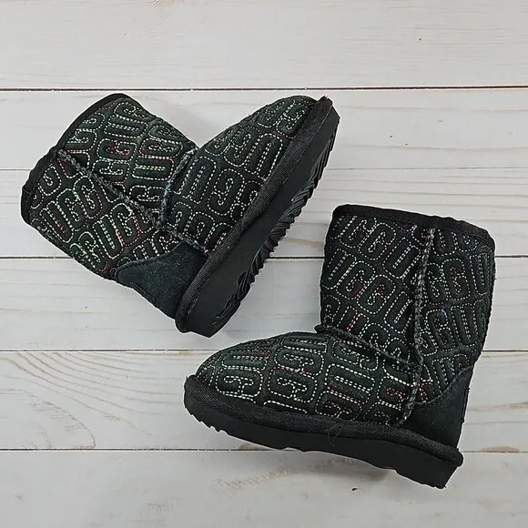 UGG Boots Black Toddler Size 6‎ Australia Classic II Graphic Kids 1112383T