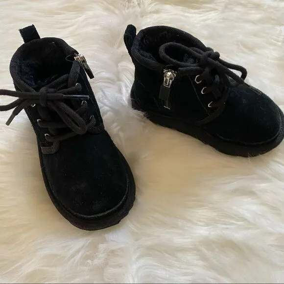 UGG Neumel Black Zip Chukka Boot Unisex Child Size 8