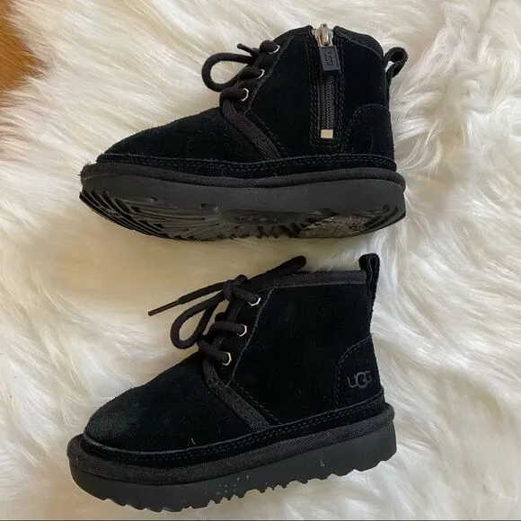 UGG Neumel Black Zip Chukka Boot Unisex Child Size 8