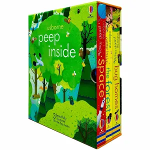 Usborne Peep Inside Lift-the-Flap Series 3 Books Collection Box Set (Space, The Forest )