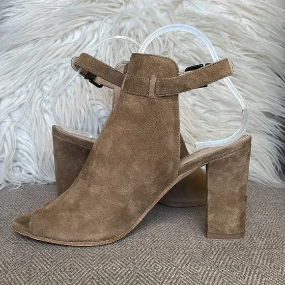 Via Spiga Suede “Fabrizie” Peep-toe Booties