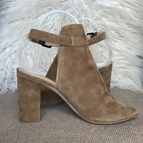 Via Spiga Suede “Fabrizie” Peep-toe Booties