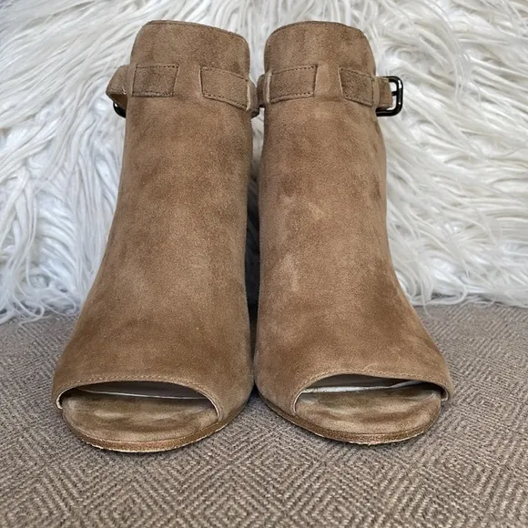 Via Spiga Suede “Fabrizie” Peep-toe Booties