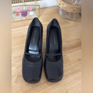 Vintage Apostrophe Black Leather Mary Jane Heels Size 8.5 Classic  Casual