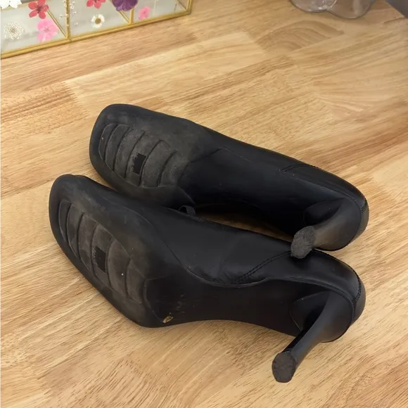 Vintage Apostrophe Black Leather Mary Jane Heels Size 8.5 Classic  Casual