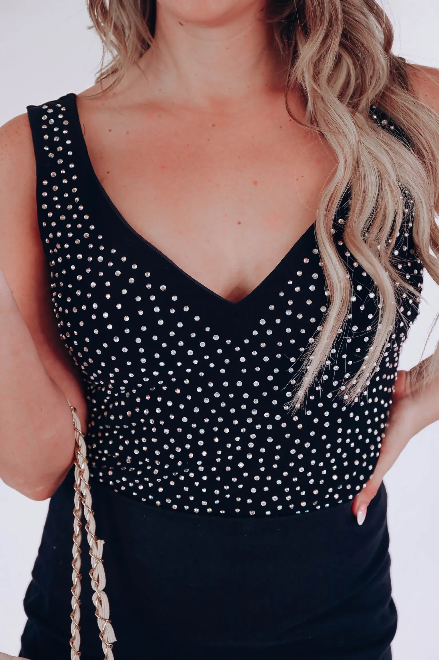 VIP Style Sequin Bodysuit - Black