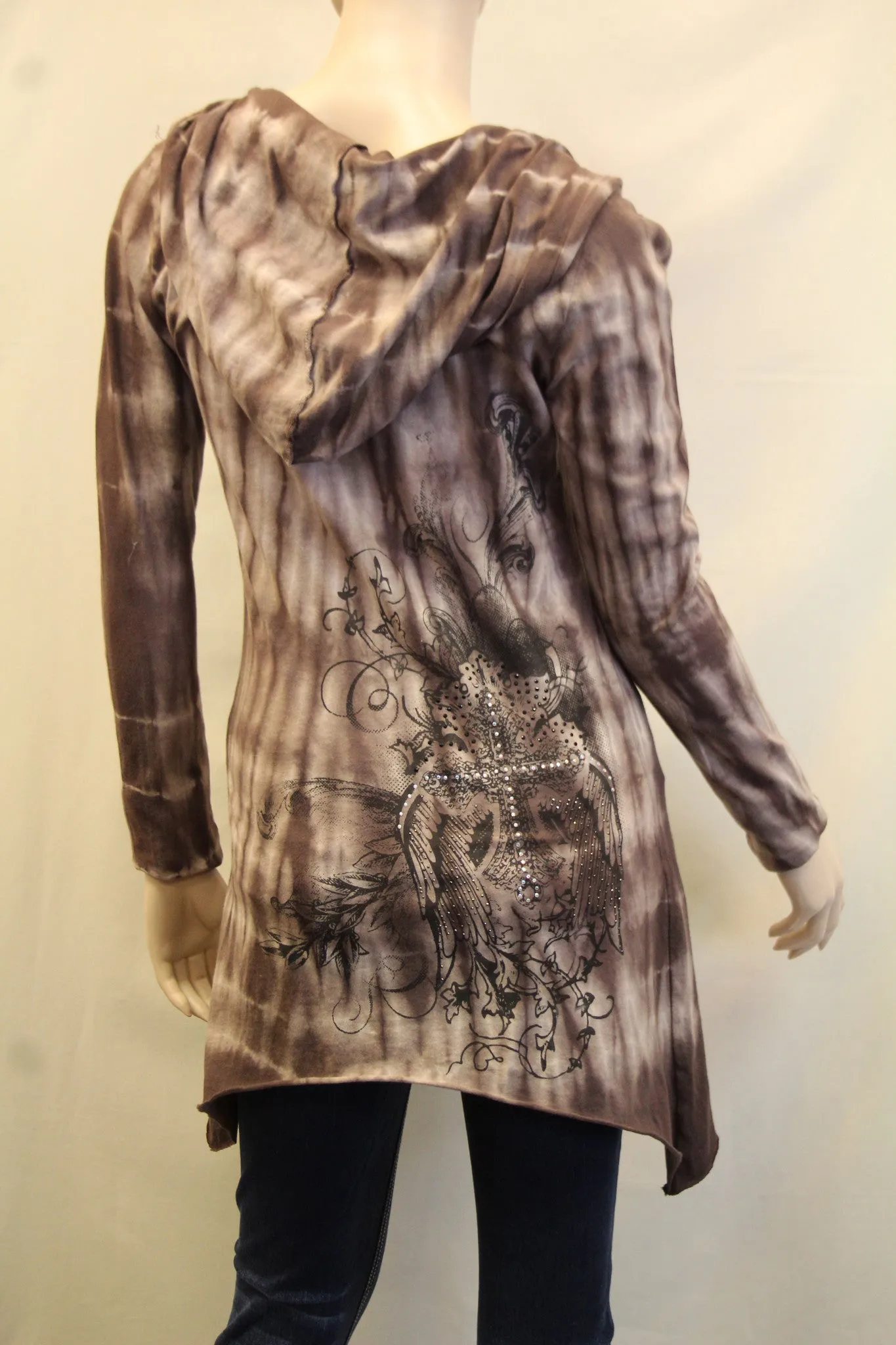 Vocal | Tye Dye Hoodie Tunic Brown