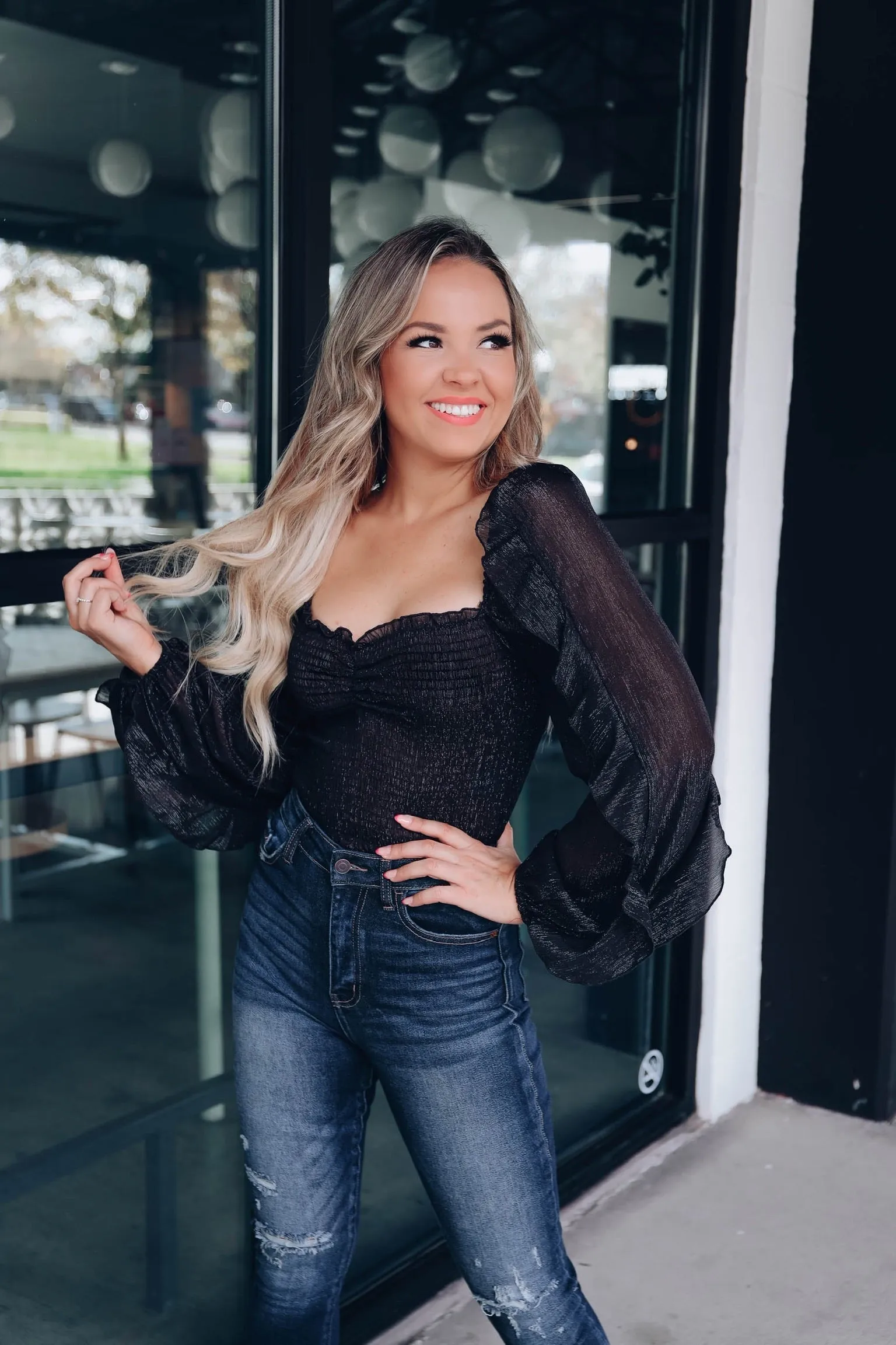 Waldorf Ruffle Sleeve Crop Top - Black