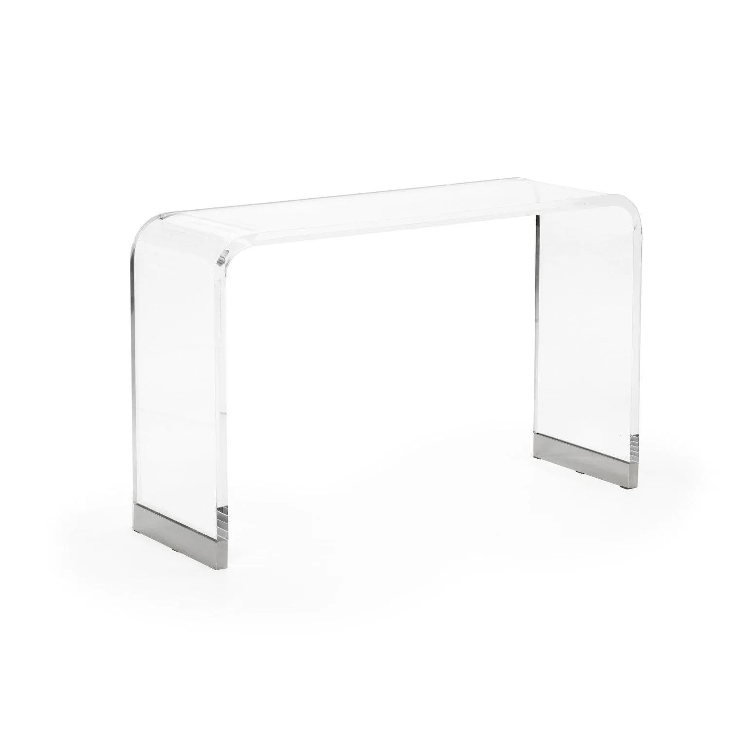 Waterfall 45" Console Table in Acrylic with Nickel Base