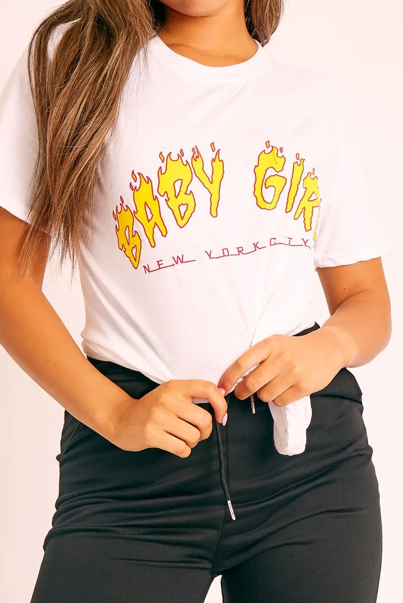 White Baby Girl Flames T-shirt - Eddie