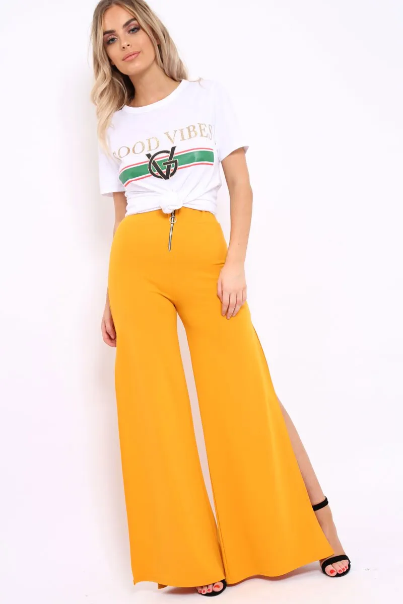 White Good Vibes Slogan T-shirt - Tayla