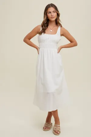 White Linen Midi Dress
