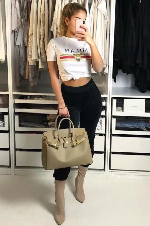 White Milan Slogan T-shirt - Emberly