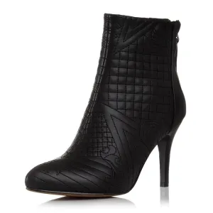 winter ankle boots women shoes pointed toe embroidered genuine leather booties back zipper woman heels fashion boots