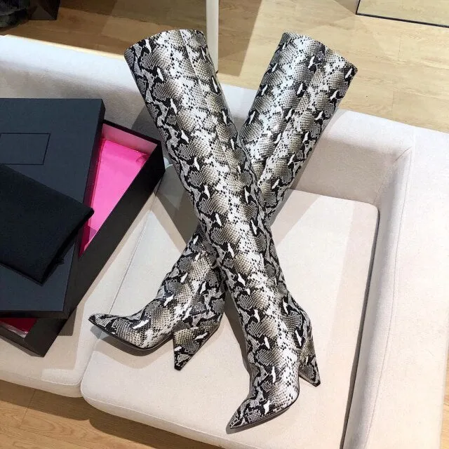 Woman Slouch Boots Pointed-Toes Spike Heels Boots