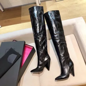 Woman Slouch Boots Pointed-Toes Spike Heels Boots