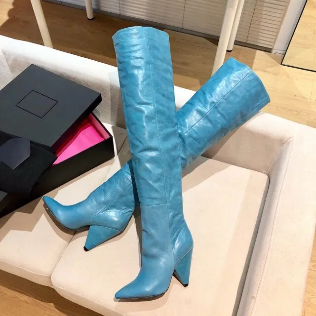 Woman Slouch Boots Pointed-Toes Spike Heels Boots